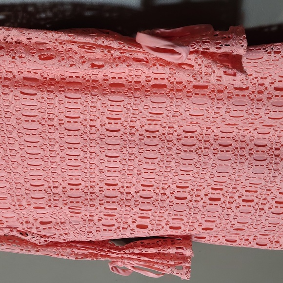 R & K Peachy Pink Cut Out Dress W Built In Lining And Tie Arms Size 18 - Picture 4 of 8